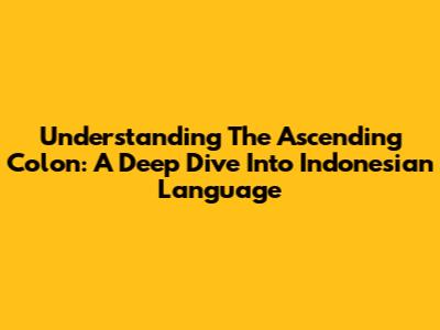 Understanding The Ascending Colon: A Deep Dive Into Indonesian Language