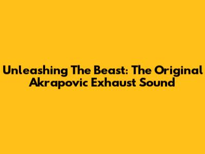 Unleashing The Beast: The Original Akrapovic Exhaust Sound