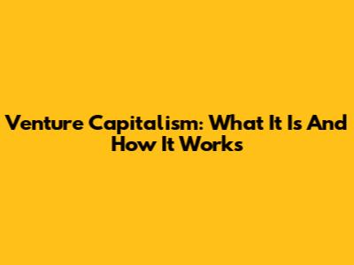 Venture Capitalism: What It Is And How It Works