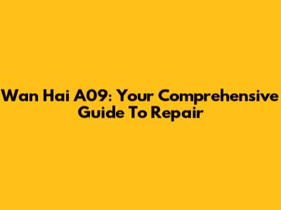 Wan Hai A09: Your Comprehensive Guide To Repair